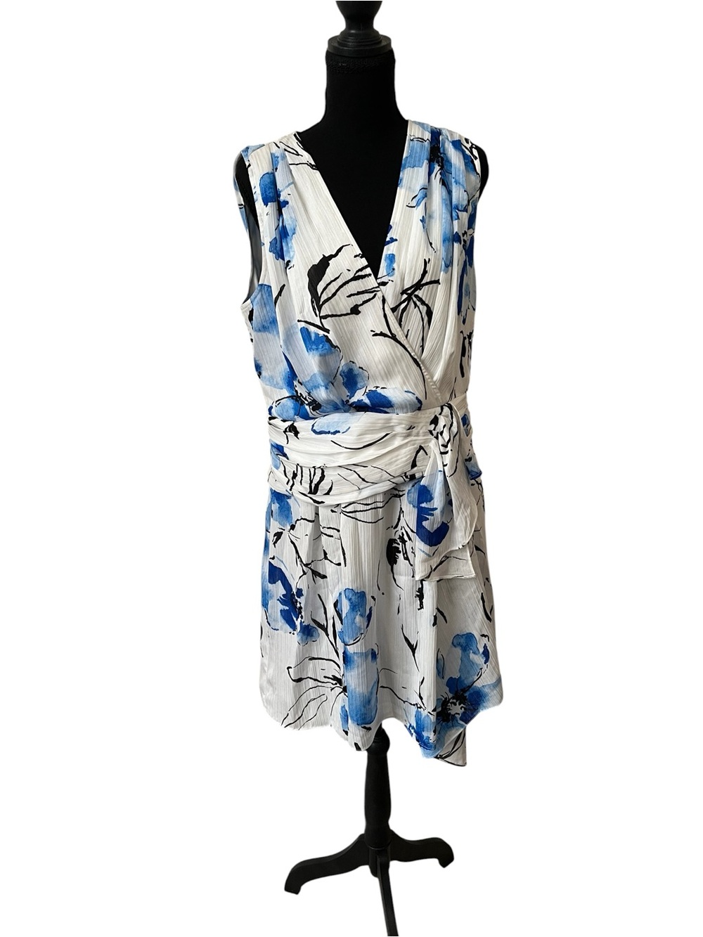 DKNY White Mini Dress with Blue Floral Print